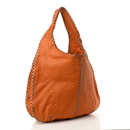 Bottega Veneta Calfskin PVC Large Double Compartment Hobo Orange 3 of 9