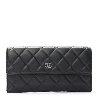 Chanel Lambskin Quilted Large Gusset Flap Wallet Black 1 of 11
