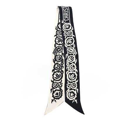 Christian Dior Silk Mexican Flowers Mitzah Scarf Black 2 of 3