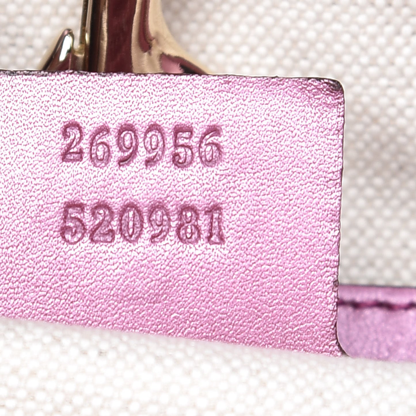 Metallic Soft Guccissima Large Heart Bit Charm Top Handle Tote Fresia Rose