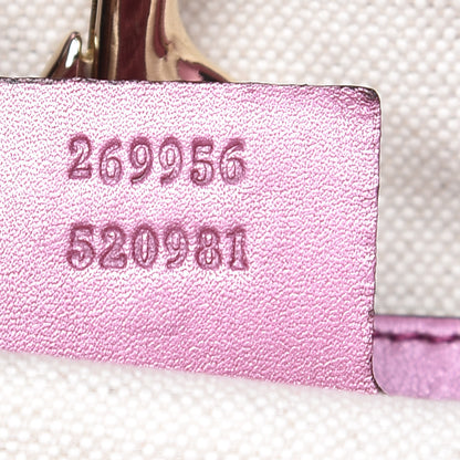 Gucci Metallic Soft Guccissima Large Heart Bit Charm Top Handle Tote Fresia Rose 9 of 19