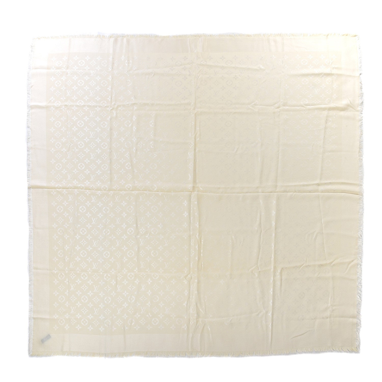 Louis Vuitton Silk Wool Monogram Shine Shawl Beige 1 of 3