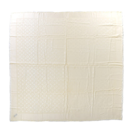 Louis Vuitton Silk Wool Monogram Shine Shawl Beige 1 of 3