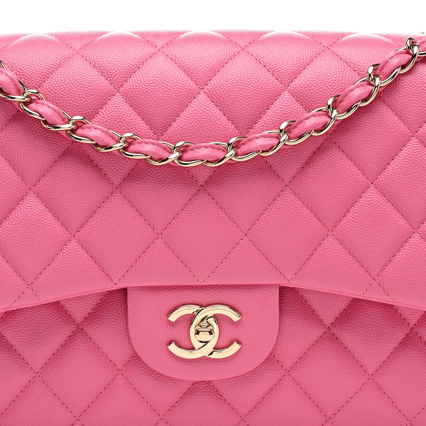 Caviar Quilted Jumbo Double Flap Pink