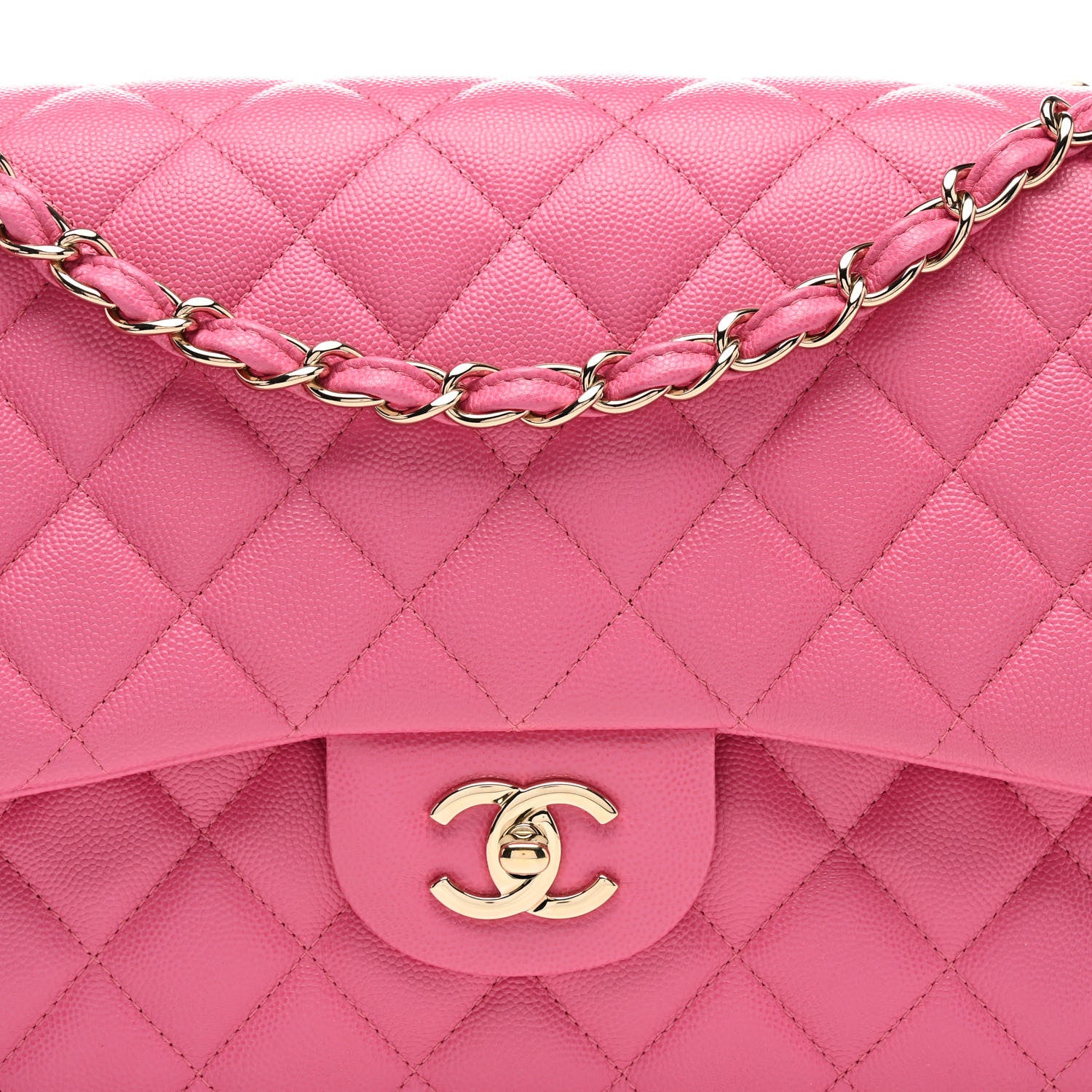 Chanel Caviar Quilted Jumbo Double Flap Pink 7 of 9