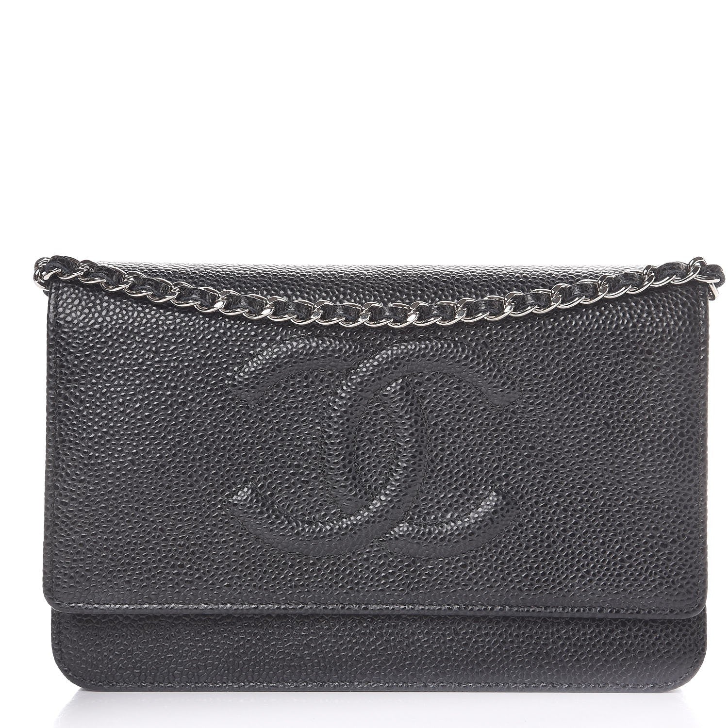 Chanel Caviar Timeless CC Wallet On Chain WOC Black 1 of 9