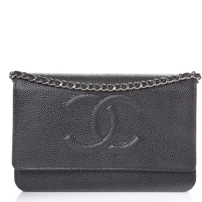Chanel Caviar Timeless CC Wallet On Chain WOC Black 1 of 9