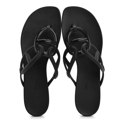Hermes Rubber Womens Egerie Sandals 38 Black 2 of 8