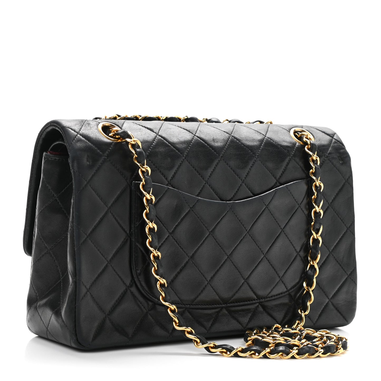 Lambskin Quilted Medium Double Flap Black