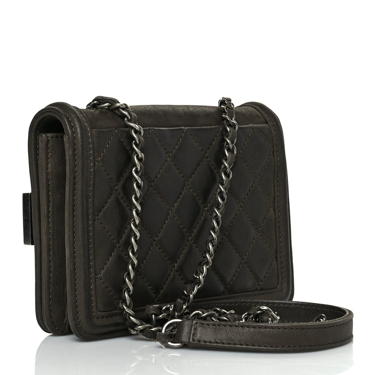 Iridescent Calfskin Marble Plexiglass Boy Brick Flap Dark Khaki