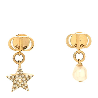 Christian Dior Crystal Pearl Star Earrings Gold 1 of 4