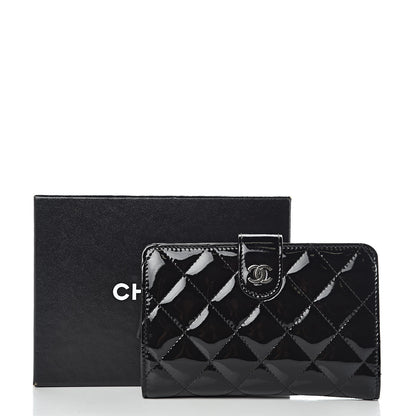 Chanel Patent Quilted Zip Pocket Wallet Black 11 of 11