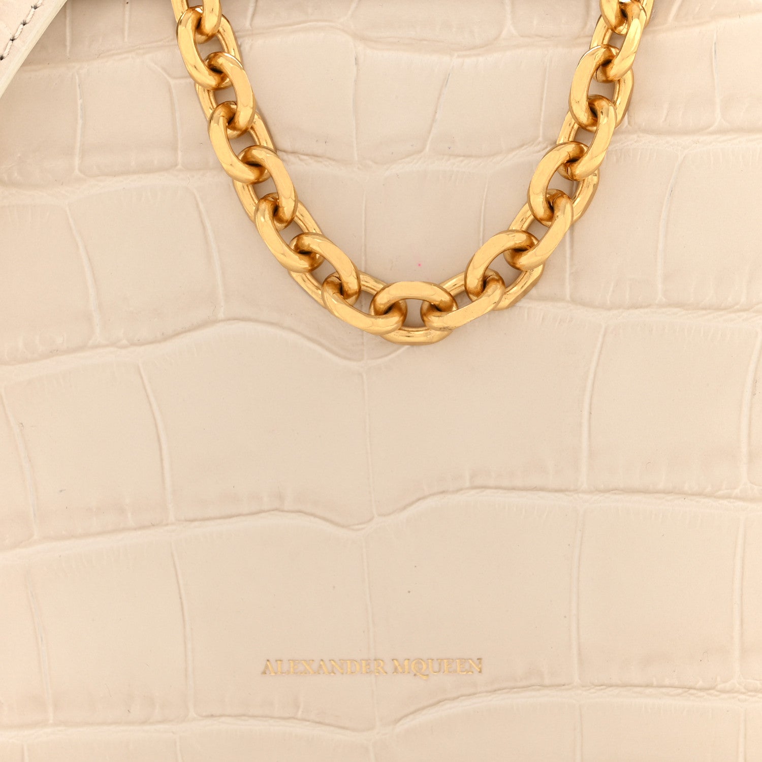 Alexander McQueen Calfskin Crocodile Embossed Box Shoulder Bag 16 Cream 8 of 10