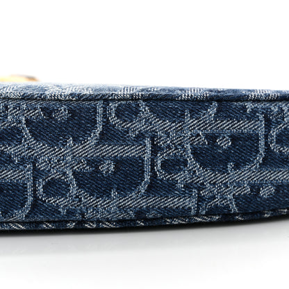 Christian Dior Denim Oblique Jacquard Saddle Rodeo Pouch Blue 10 of 11