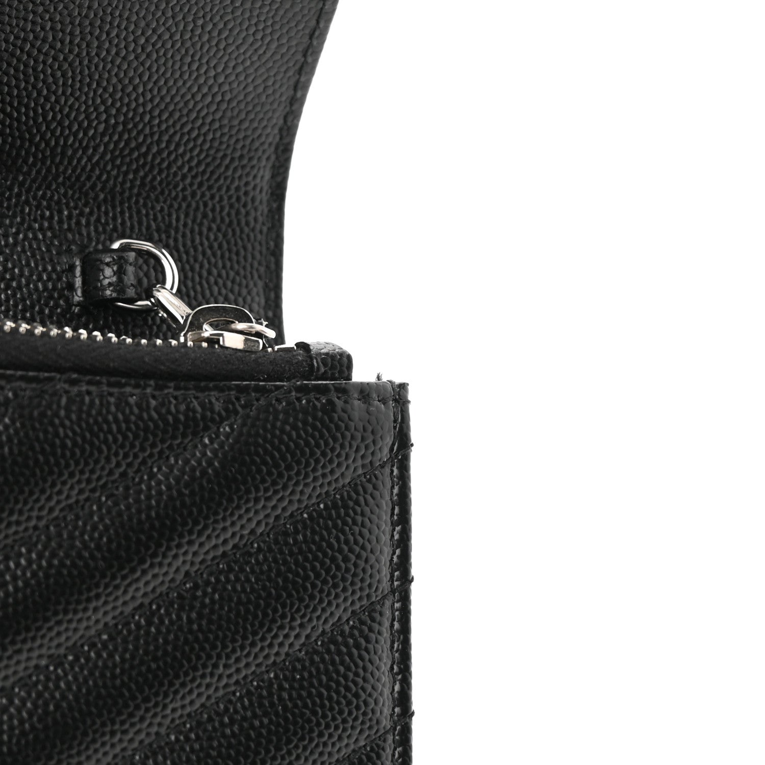 Saint Laurent Grain De Poudre Matelasse Chevron Monogram Envelope Chain Wallet Black 12 of 12