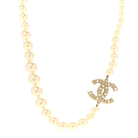 Pearl CC 100th Anniversary Necklace Light Gold