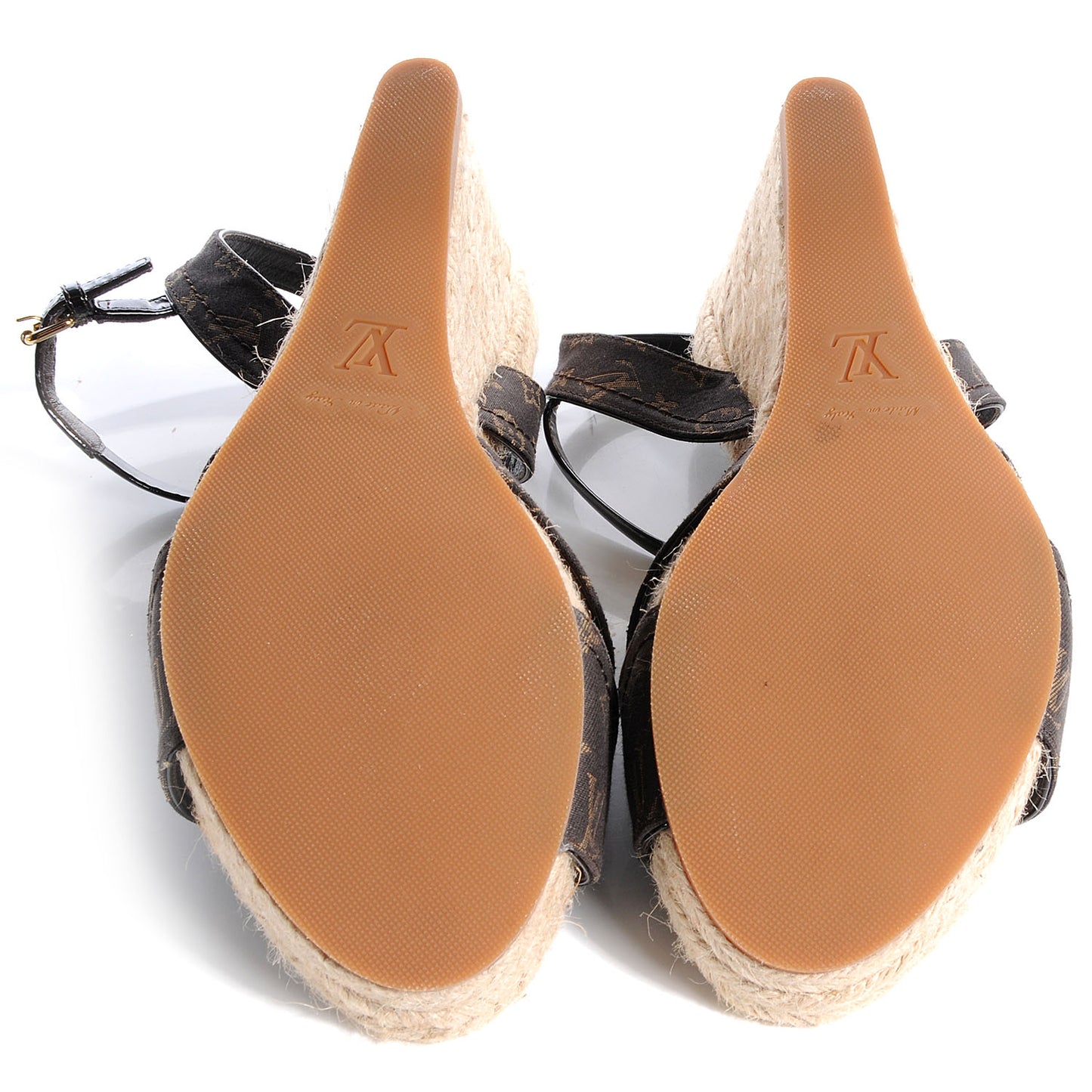 Monogram Idylle Majorca Espadrille Wedge Sandals 38 Fusain