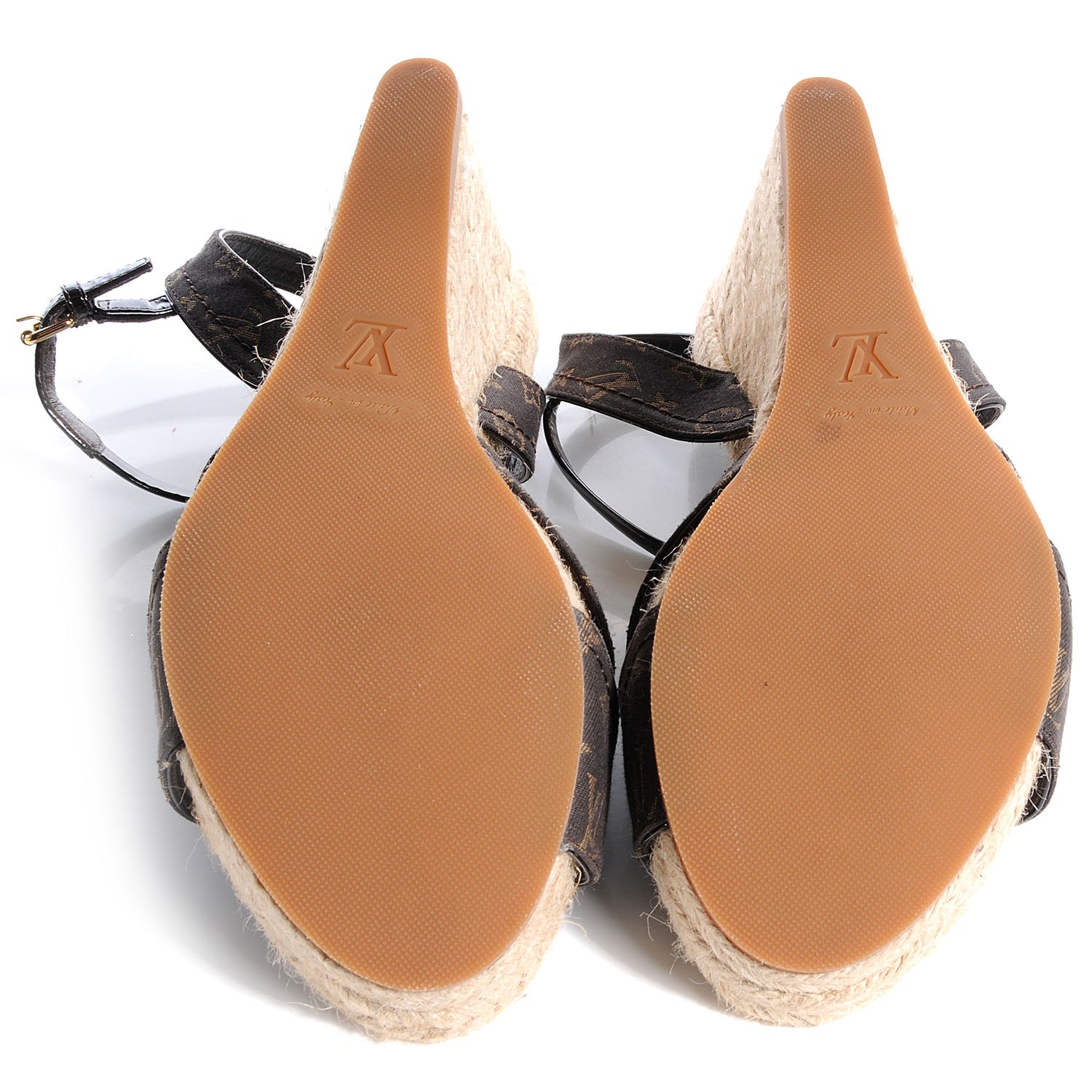 Louis Vuitton Monogram Idylle Majorca Espadrille Wedge Sandals 38 Fusain 4 of 6