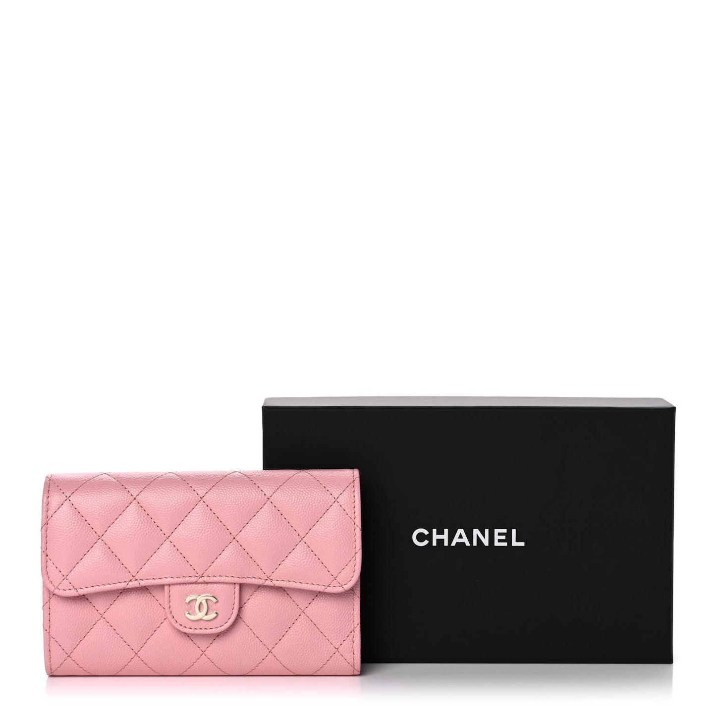 Caviar Quilted Medium Flap Wallet Pink