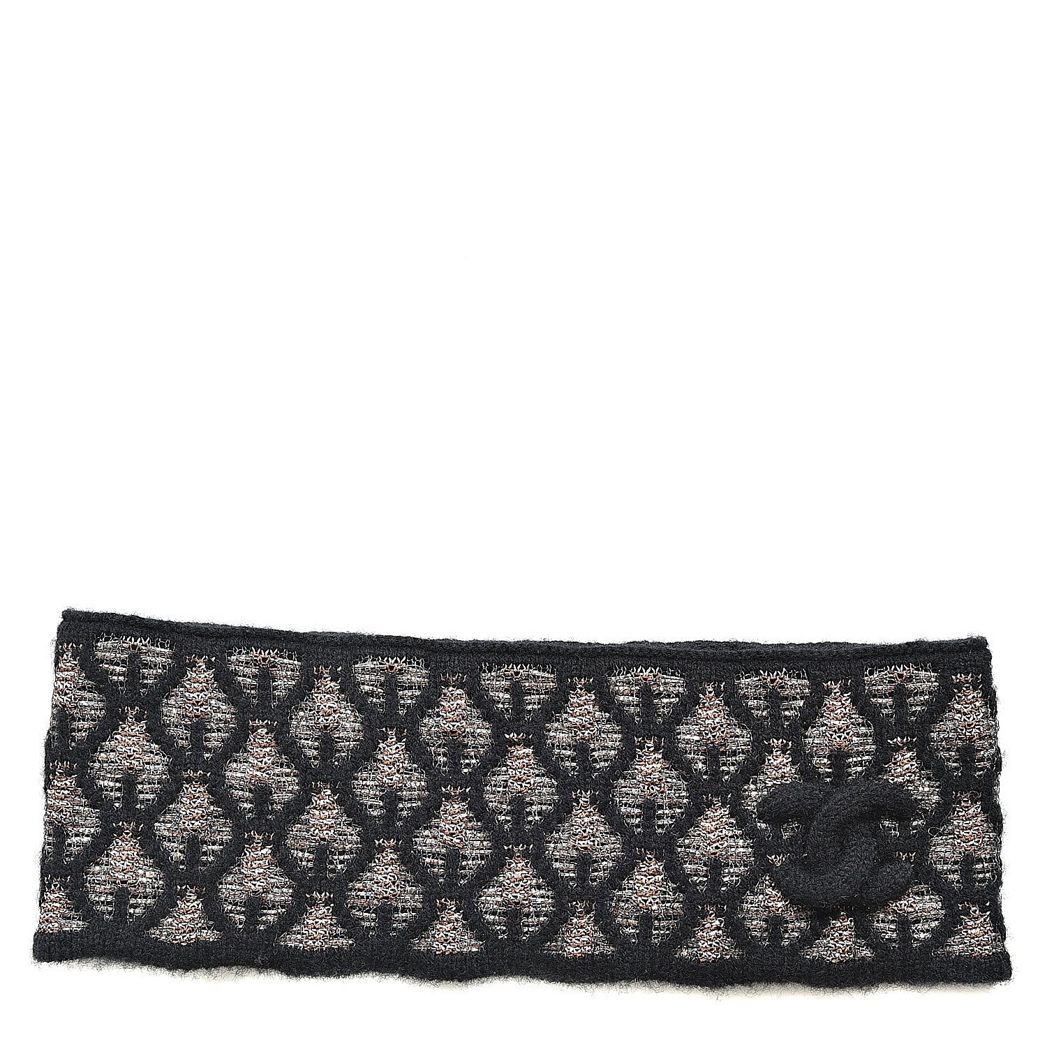Chanel Metallic Cashmere CC Headband Black Brown 1 of 3