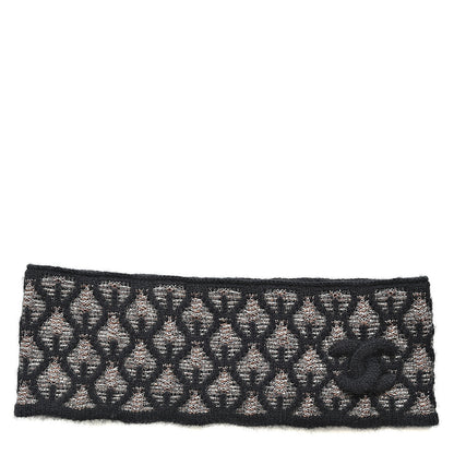 Chanel Metallic Cashmere CC Headband Black Brown 1 of 3