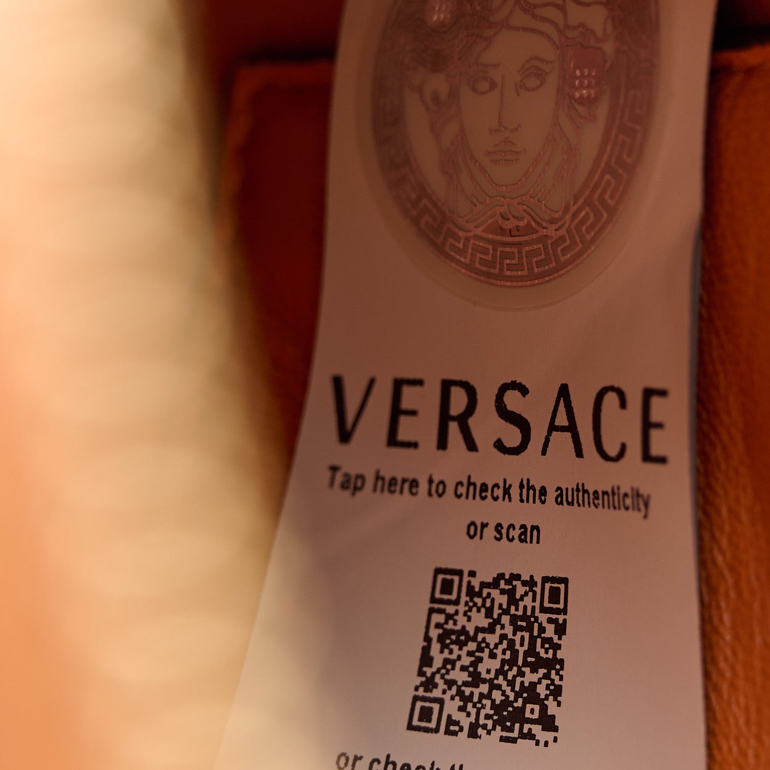 Versace Vitello Barocco Virtus Top Handle Shoulder Bag Brown 7 of 11