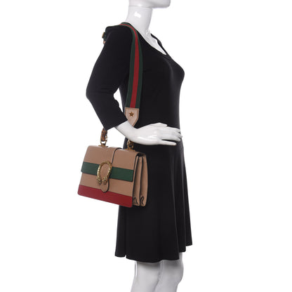 Gucci Calfskin Bamboo Web Medium Dionysus Top Handle Bag Camelia Bright Evergreen Hibiscus Red 2 of 11