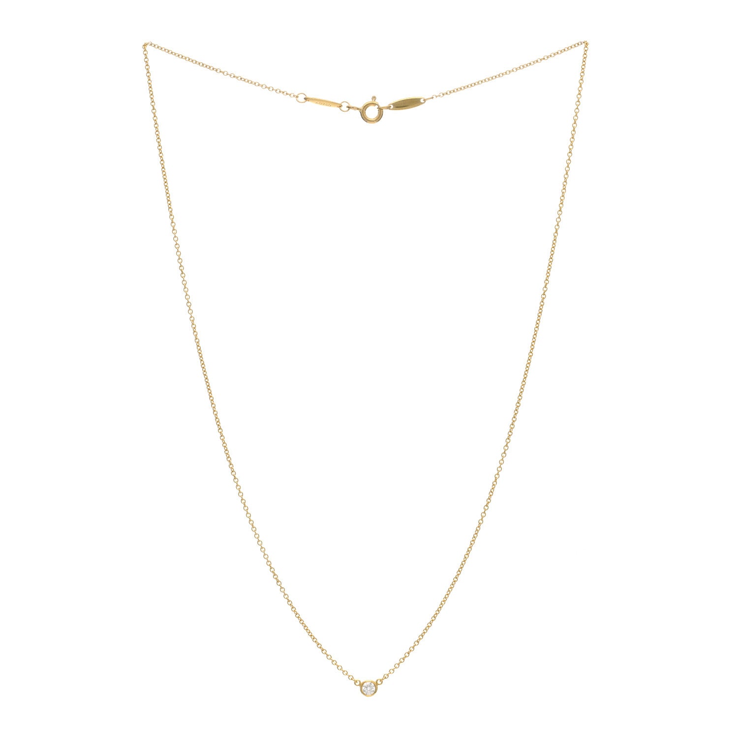 Tiffany 18K Yellow Gold Diamond .08ct Elsa Peretti Diamonds by the Yard Pendant Necklace 2 of 3