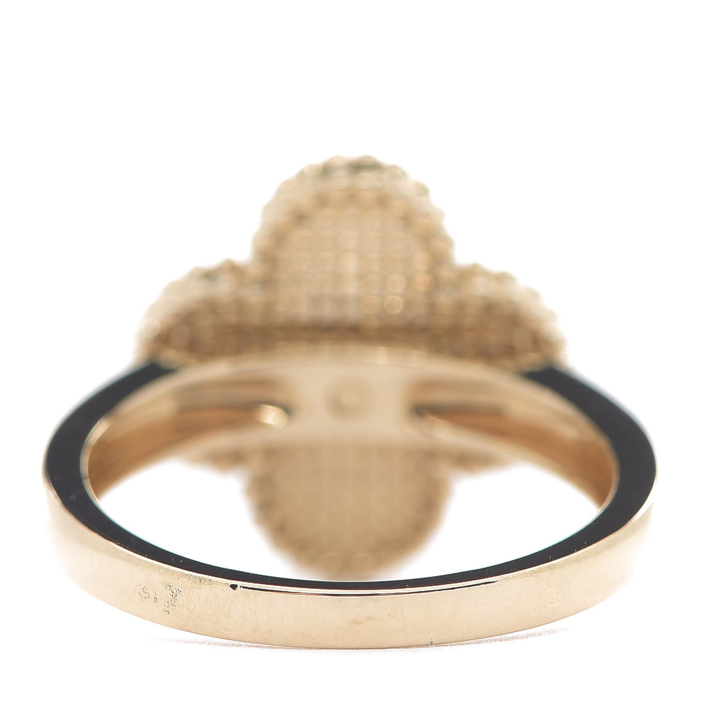 18K Yellow Gold Diamond Mother of Pearl Vintage Alhambra Ring 52 6