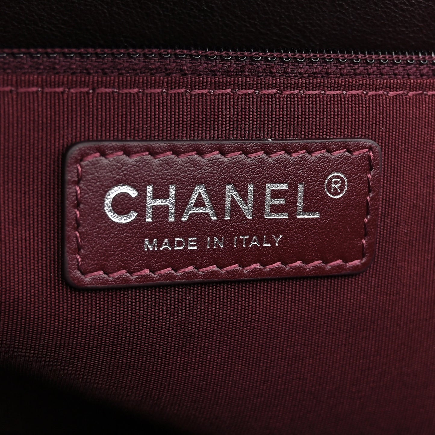 Calfskin Quilted Large Shopping Tote Burgundy