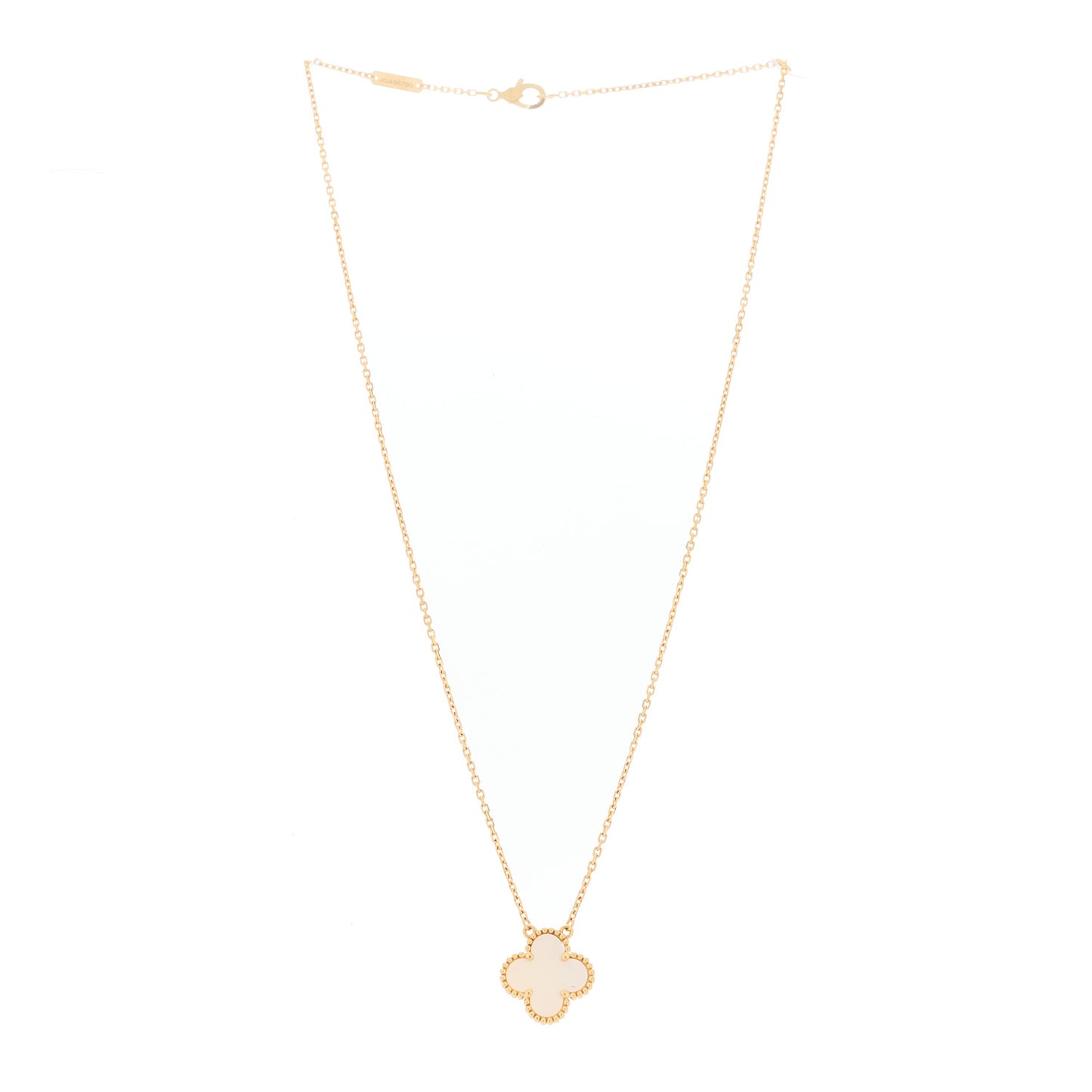 18K Yellow Gold Mother of Pearl Vintage Alhambra Pendant Necklace