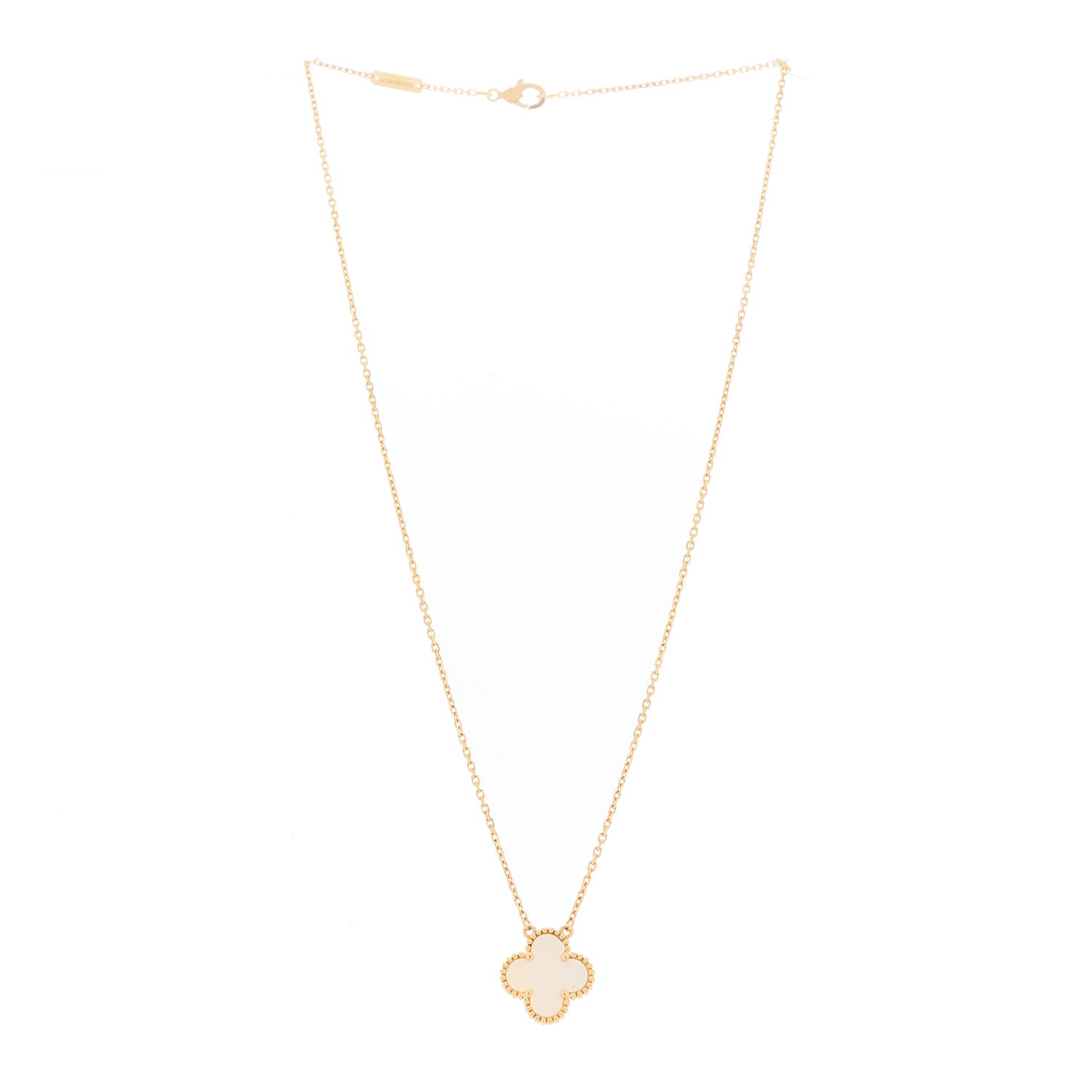 Van Cleef & Arpels 18K Yellow Gold Mother of Pearl Vintage Alhambra Pendant Necklace 3 of 6