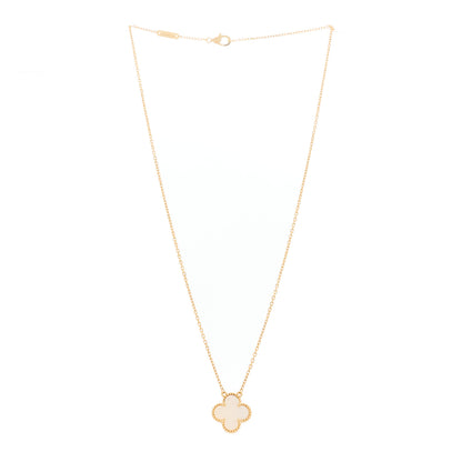 Van Cleef & Arpels 18K Yellow Gold Mother of Pearl Vintage Alhambra Pendant Necklace 3 of 6
