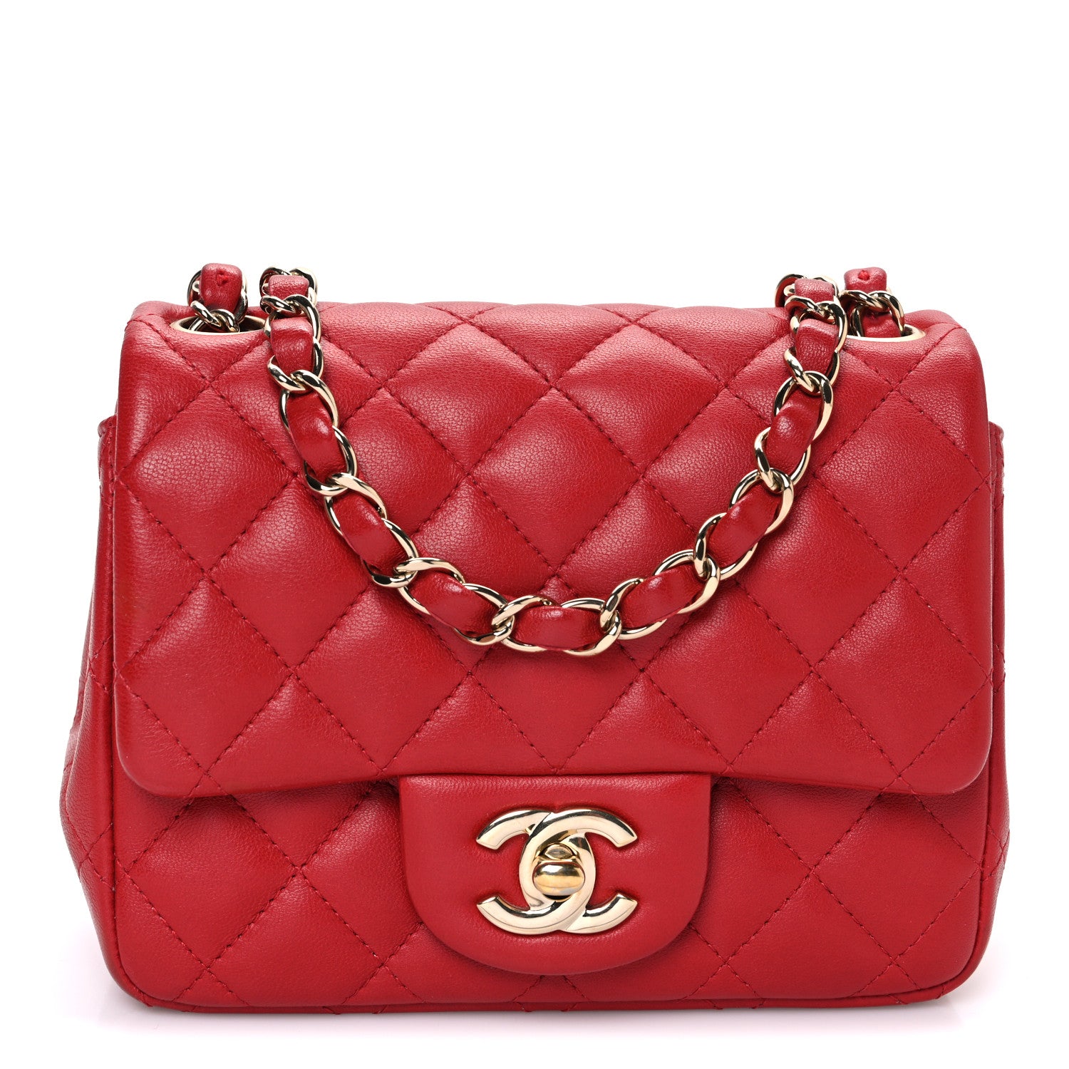 Chanel Lambskin Quilted Mini Square Flap Red 1 of 11