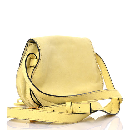 Chloe Suede Calfskin Braided Mini Marcie Round Crossbody Bag Yellow 4 of 16