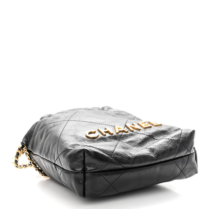 Chanel Shiny Crumpled Calfskin Quilted Pearl Mini Chanel 22 Black 4 of 10