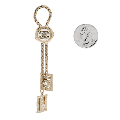Chanel Crystal CC No 5 Brooch Pearly White Gold 2 of 5