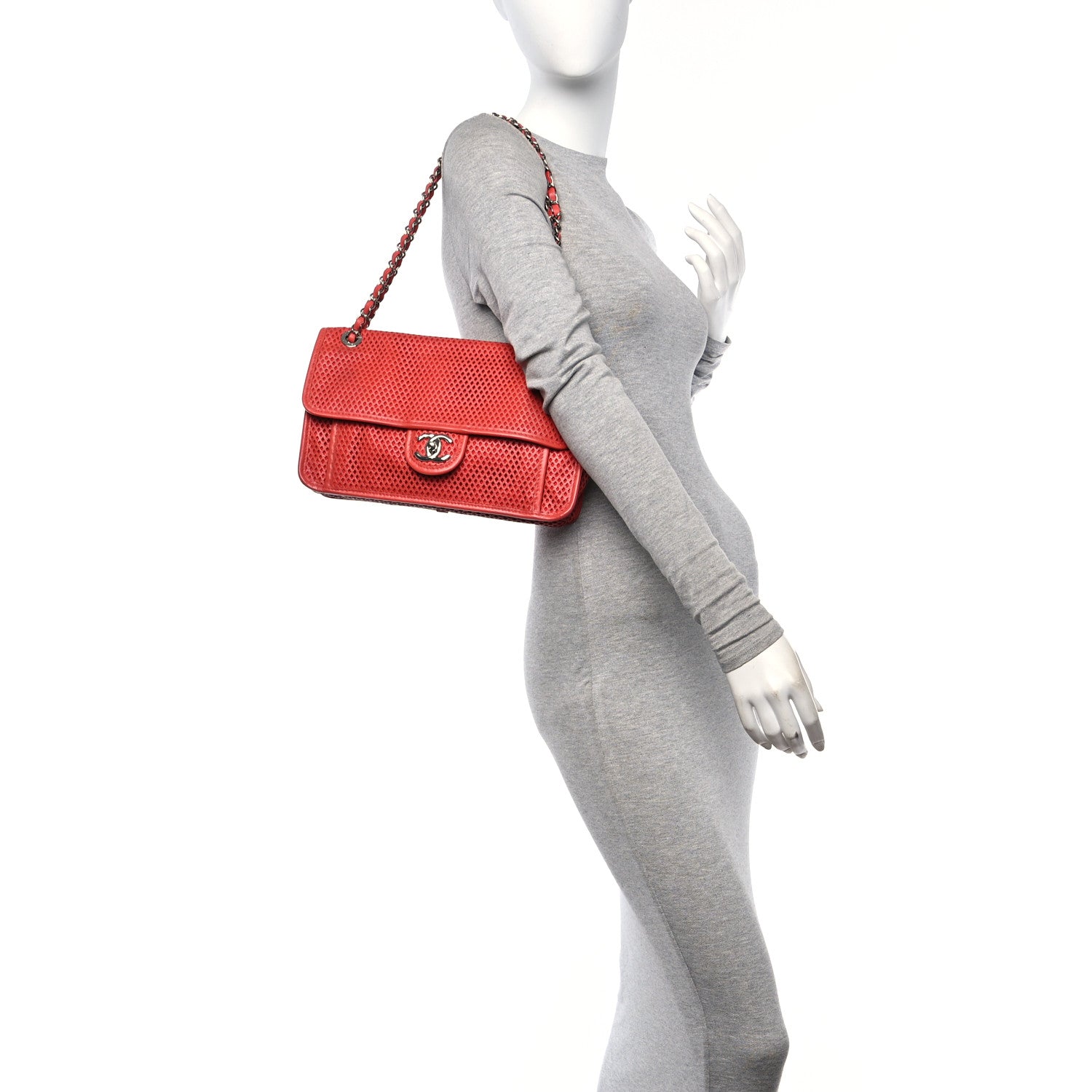 Chanel Perforated Calfskin Large Up In The Air Flap Red 2 of 10