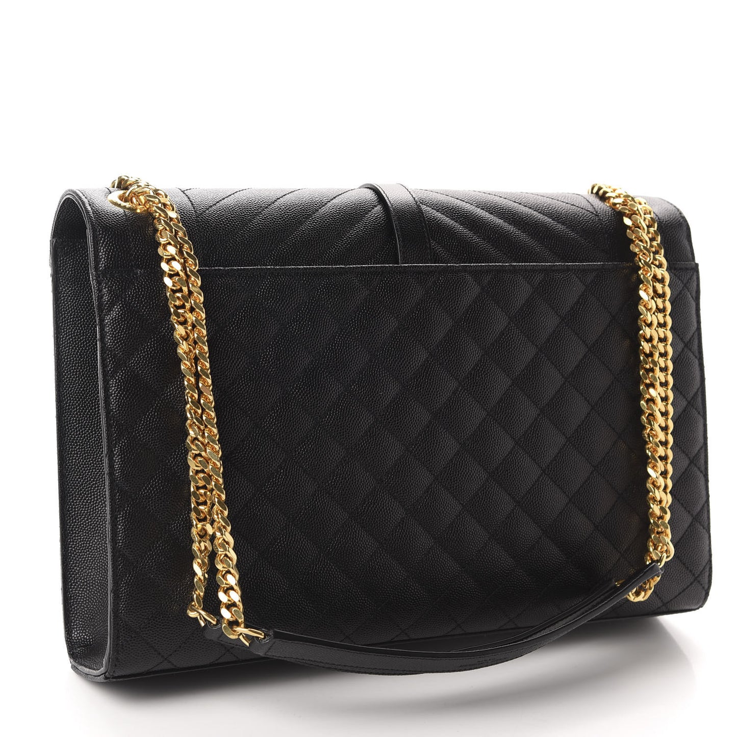 Grain De Poudre Textured Mixed Matelasse Large Triquilt Monogram Satchel Black