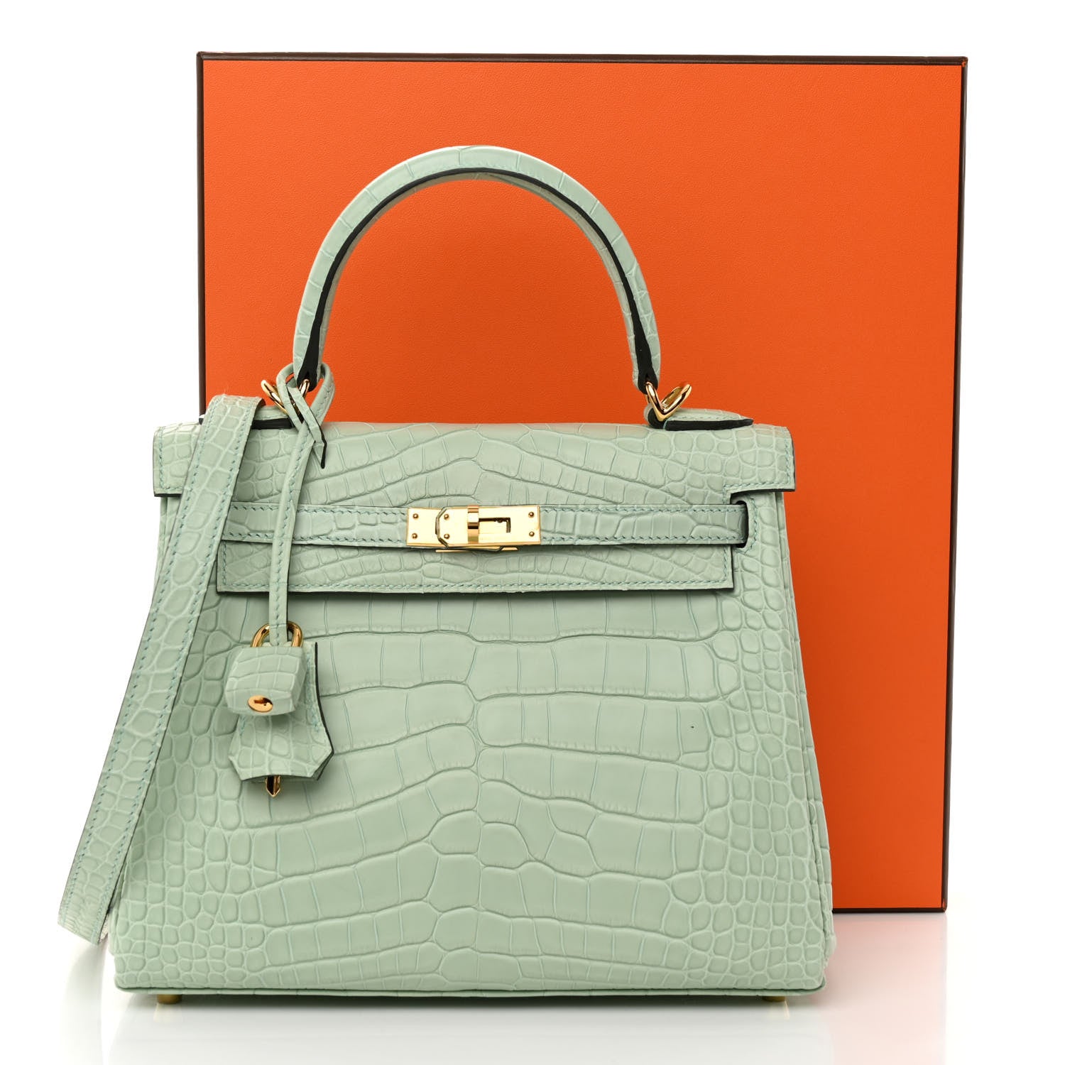 Hermes Matte Alligator Kelly Retourne 25 Vert D'eau 11 of 11