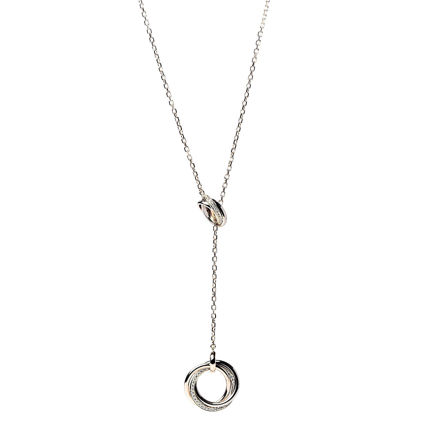 Cartier 18K Pink Yellow White Gold Diamond Trinity Lariat Necklace 1 of 5