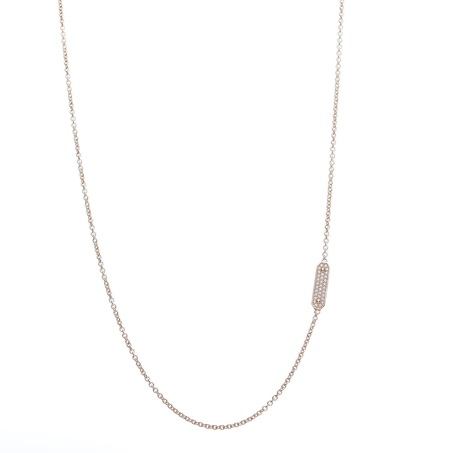 18K Yellow Gold Diamond Tag Chain Necklace