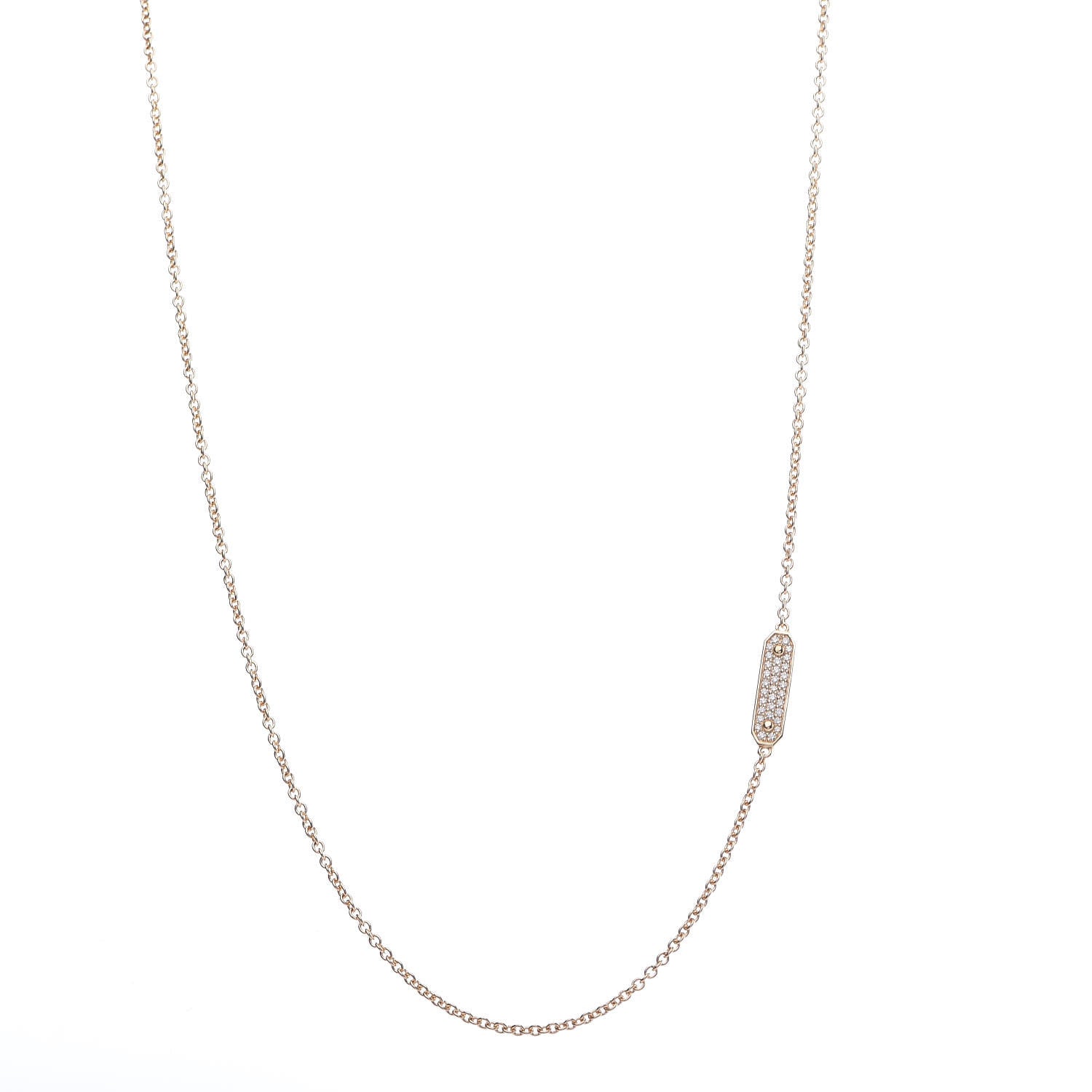 Tiffany 18K Yellow Gold Diamond Tag Chain Necklace 1 of 7