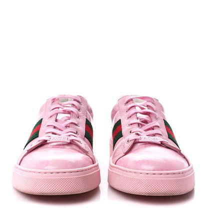 Gucci Crystal Monogram Textured Dollar Calfskin Web Womens New Ace Sneakers 41.5 Sugar Pink 2 of 11