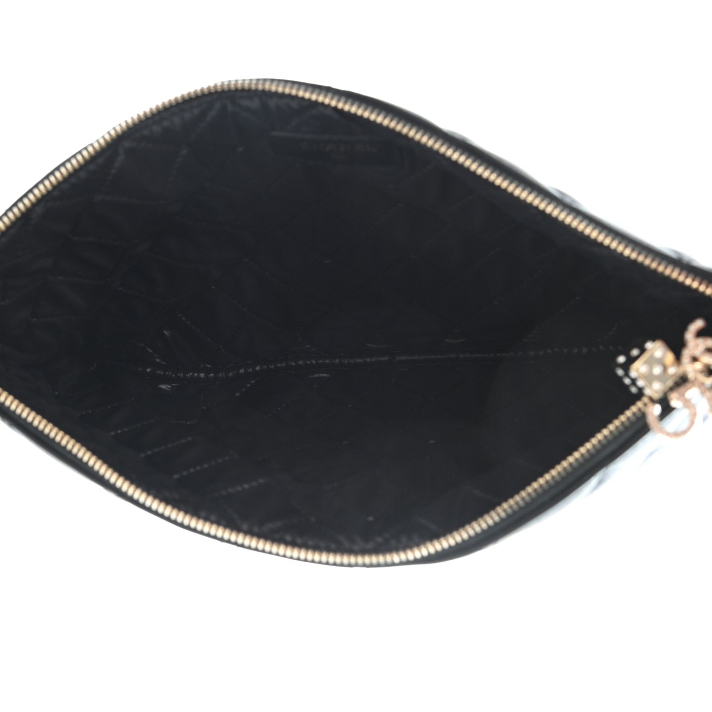 Lambskin Quilted Medium Casino Beauty CC Cosmetic Case Black