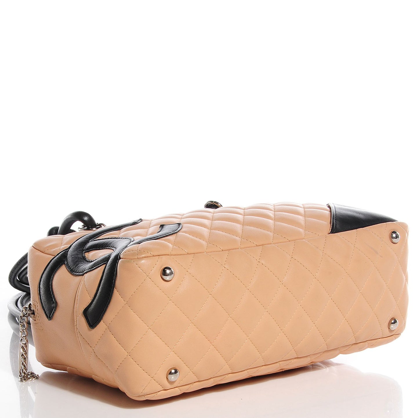 Calfskin Quilted Large Cambon Bowler Beige Black