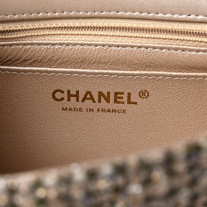 Chanel Tweed Quilted Mini Rectangular Flap Beige 6 of 9
