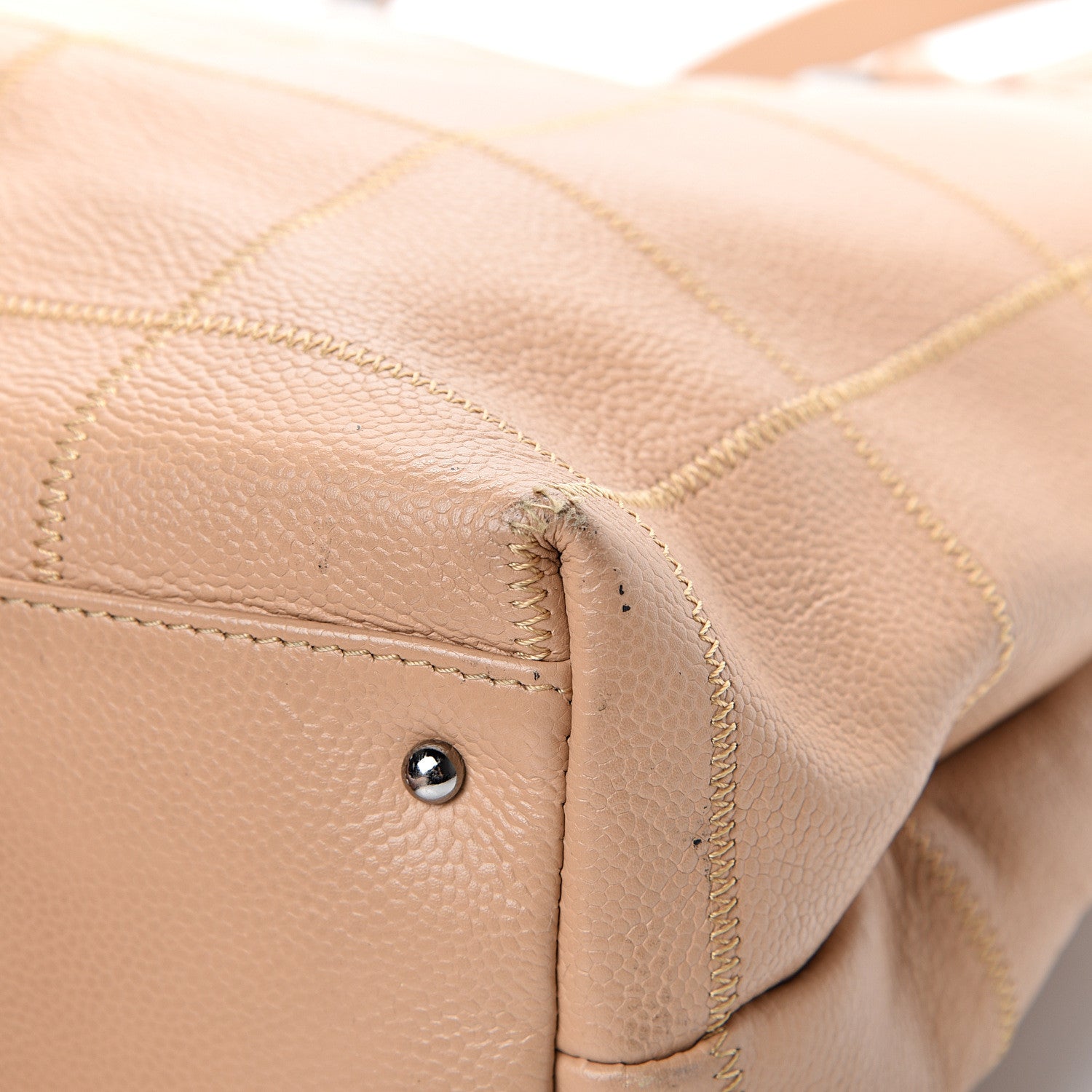 Chanel Caviar Square Stitched Tote Beige 10 of 17