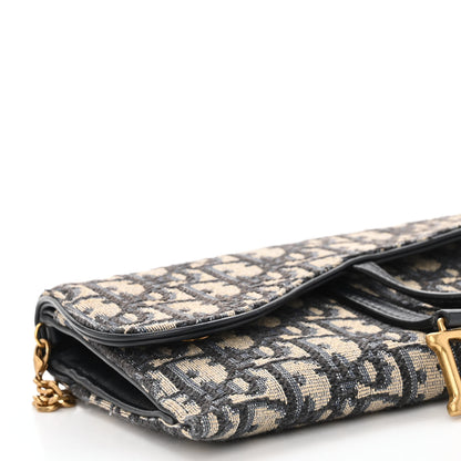 Christian Dior Oblique Saddle Chain Long Wallet Blue 9 of 10