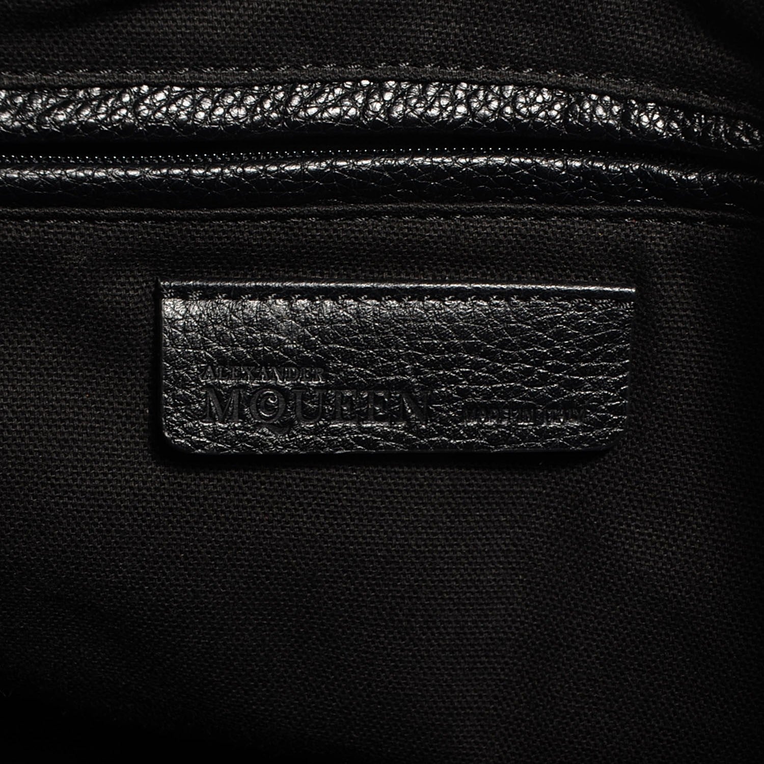 Alexander McQueen Pebbled Calfskin North South Skull Padlock Tote Black 6 of 7